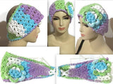 Crochet cotton headband, handmade headband, The spring garden headband