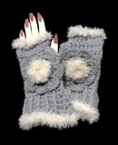 The silver blue alpaca fingerless gloves, fingerless gloves, women's fingerless gloves, crochet fingerless gloves, handmade fingerless gloves,