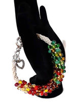 Beaded kumihimo bracelet, The beaded heart bracelet, glass beads, boho chic style