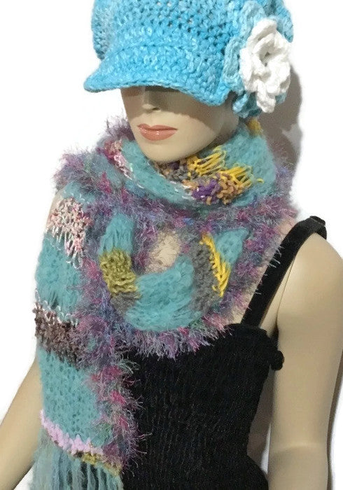 Gray Loop Knit Alpaca Scarf
