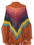 Crochet poncho with collar, woman poncho, orange yarn, handmade, The Orange Poncho,