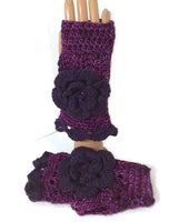 THE PURPLE MERINO FINGERLESS GLOVES, handmade crochet fingerless gloves, woman's size, gifts for her,