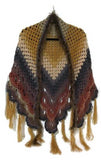 Shades of brown crochet shawl, Bohemian-chic, triangular wrap, gift for her, woman size