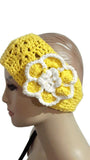Handmade crochet headband, yellow cotton headband, women size, The sunflower headband