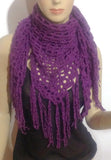 Crochet purple cotton pima shawl, handmade shawl, boho chic, The summer grapes shawl