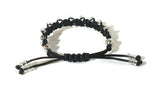 Black adjustable macrame art bracelet, The Black orchid, boho chic style