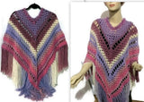 The pink lavander poncho, woman size, boho chic crochet cape, andrea designs handmade ponchos, fall wear, gift for her, small -medium size,