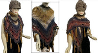 Shades of brown crochet shawl, Bohemian-chic, triangular wrap, gift for her, woman size