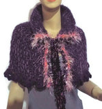 Handmade knit alpaca capelet, shoulder warmer, purple alpaca, The grapes capelet.