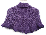 Handmade knit alpaca capelet, shoulder warmer, purple alpaca, The grapes capelet.