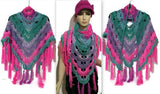THE PINK ASTER SHAWL, handmade crochet shawl, variegated acrylic yarn, handmade wrap