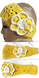 Handmade crochet headband, yellow cotton headband, women size, The sunflower headband