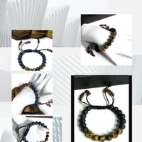 THE GOLDEN OWL DIFFUSER BRACELET, brown tiger eye natural stones, essential oil diffuser, macramê clasp, harmony and balance bracelet, memory wire,