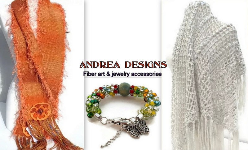 In ANDREA DESIGNS you will find FIBER ART DESIGNS & HANDMADE JEWELRY, made with classic tools! 