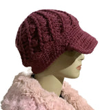 THE FUCHSIA ALPACA HAT, handmade, crochet beanie, peruvian alpaca fiber, winter hat, woman size, gift,