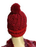 THE RED ALPACA HAT, handmade, crochet, alpaca yarn, woman size, made in USA