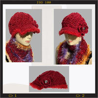 THE ROUGE RED ALPACA HAT, woman's size 22, beanie crochet hat, stocking stuffer, for her,
