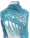 Crochet Peruvian pima cotton shawl, handmade wrap, boho chic, The blue sea shawl