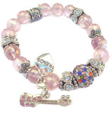 Boho chic,  pink beaded bracelet, stretch bracelet, The pink bracelet, The Elaini Arthur bracelet collection