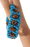 Macrame bracelet, the dark amber shambala bracelet, blue nylon cord, boho chic.