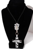 Paracord, metal cross black enamel with rhinestones, the cross necklace