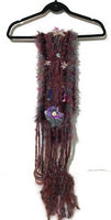 Fiber art, knit scarf, woman's size, alpaca fiber, rust-brown-hollyberry color, THE ROMANCE SCARF,