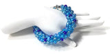 THE BLUE POPPY BRACELET, chunky bracelet, blue beaded Kumihimo wristlet, Boho-chic, woman's size,
