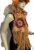 Orange alpaca fiber, hand woven woman's size neckwear, andrea designs handmade scarves, the orange mum scarf, winter wrap,  must have gift