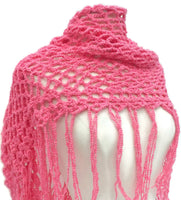 Handmade crochet pink cotton shawl, Peruvian pima cotton, boho chic style, woman size, The Pink summer shawl