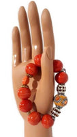 Orange ceramic beads stretch bracelet, handmade bracelet, Elaini Arthur bracelet collection, The orange bracelet
