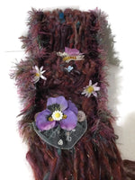 Fiber art, knit scarf, woman's size, alpaca fiber, rust-brown-hollyberry color, THE ROMANCE SCARF,