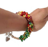 Beaded kumihimo bracelet, The beaded heart bracelet, glass beads, boho chic style