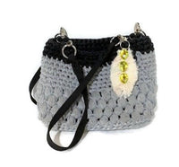 Cream feather handbag charm, purse charm, key fob, zipper pull charm, handmade cotton keyring charm.