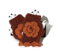 THE ORANGE ALPACA FINGERLESS GLOVES, crochet fingerless gloves, woman's size,  gift for her, winter wear,