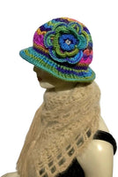 THE GREEN ÑUSTA  (an Inca princess in Quechua) HAT, handmade beanie, crochet hat, woman's size, cloché hat.