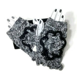 THE GRAY AND BLACK CROCHET FINGERLESS GLOVES, women's size,   winter wear, Andrea designs handmade fingerless gloves