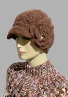 THE WINE AND GOLD BROWN ALPACA HAT, crochet beanie, woman's size, for cold weather, Christmas gift,
