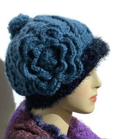 THE BLUE ALPACA HAT, crochet blue beanie alpaca hat, woman's size 23.5, for cold weather, for her, Christmas gift