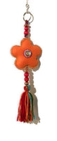 Flower keyring charm, key fob, zipper pull charm, handmade handbag decoration, The orange flower keyring-zipper pull charm