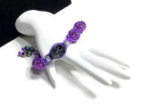 Purple shamballa beads, black skull bead, The halloween purple bracelet, macrame wrap, Halloween, purple nylon cord,