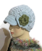 The Green Aqua Alpaca Hat, crochet beanie, woman's size,  gift for her, winter wear