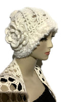 THE WHITE ALPACA HAT, crochet white beanie alpaca hat, woman's size 24, for cold weather, for her, Christmas gift