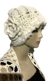 THE WHITE ALPACA HAT, crochet white beanie alpaca hat, woman's size 24, for cold weather, for her, Christmas gift