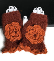 THE ORANGE ALPACA FINGERLESS GLOVES, crochet fingerless gloves, woman's size,  gift for her, winter wear,