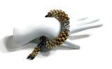 The Topaz beaded bracelet, woman size, topaz brown kumihimo wristlet, Boho-style, with macrame clasp