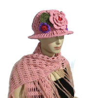 Cloche hat, crochet hat, handmade hat, women's hat, The pink cloche hat, pink acrylic yarn