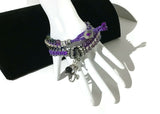 THE PURPLE PUSSYCAT DIFFUSER  BRACELET, double wrap macrame bracelet,  crystal chain, woman's size, boho-chic style