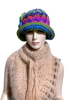THE GREEN ÑUSTA  (an Inca princess in Quechua) HAT, handmade beanie, crochet hat, woman's size, cloché hat.