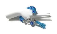 THE BLUE POPPY BRACELET, chunky bracelet, blue beaded Kumihimo wristlet, Boho-chic, woman's size,