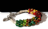 Beaded kumihimo bracelet, The beaded heart bracelet, glass beads, boho chic style